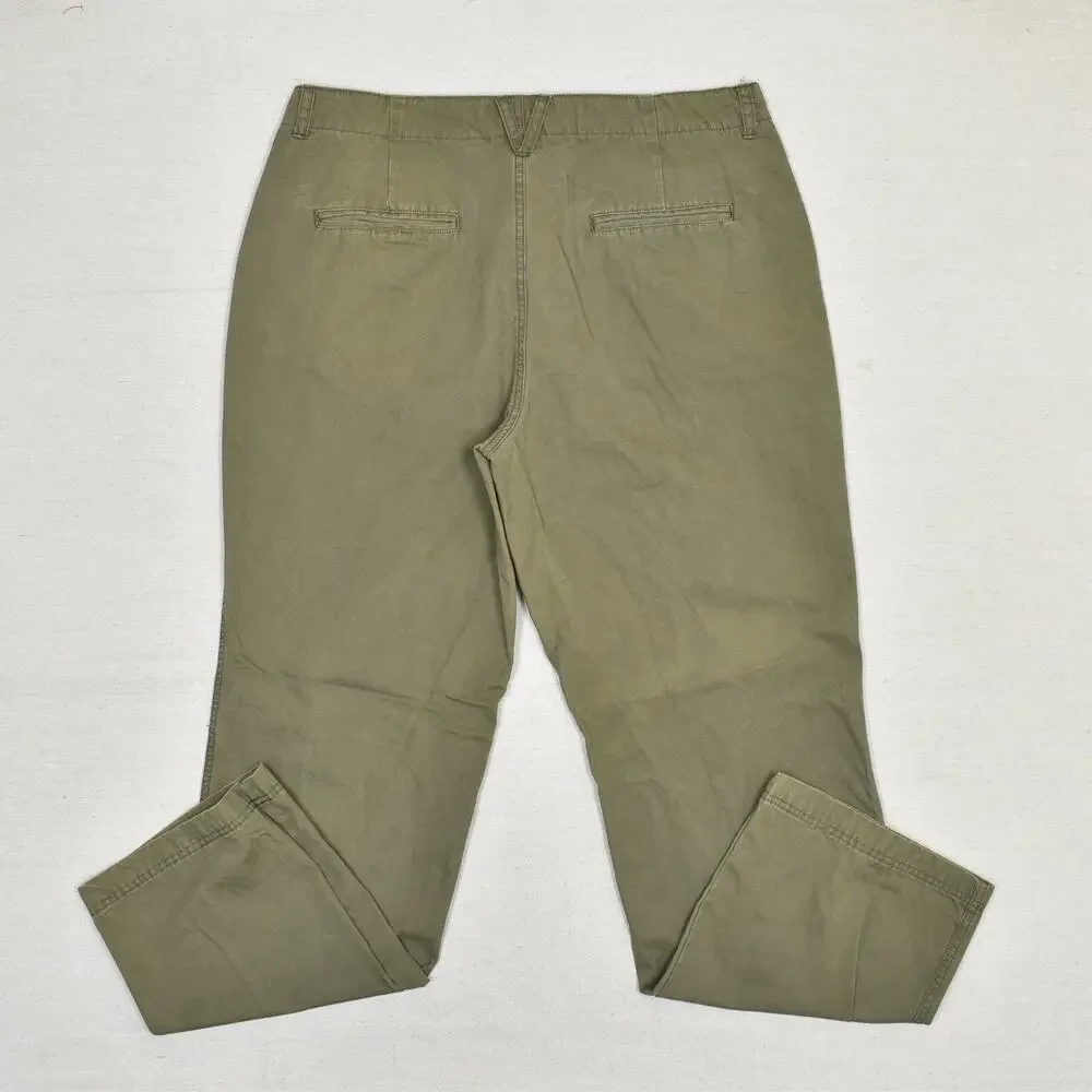 Columbia Women Pants Chino Straight Zip Solid 100% Cotton Green Size 14 30 ins